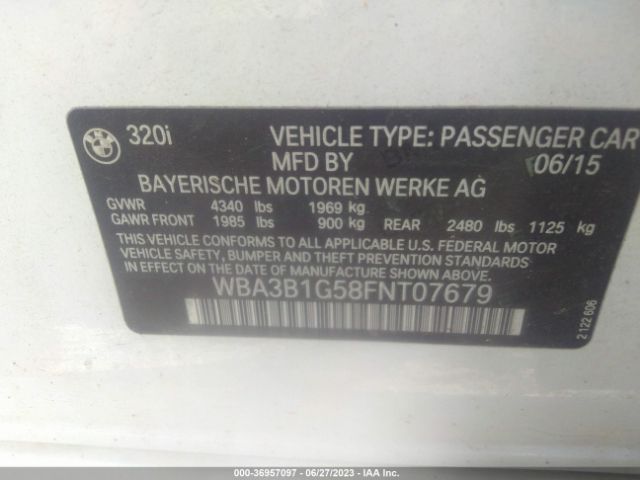 WBA3B1G58FNT07679 BMW 3 Series 320i