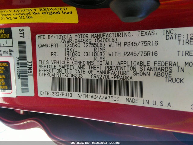 Toyota Tacoma Prerunner 2015 5TFKU4HN1FX006233 Image 15