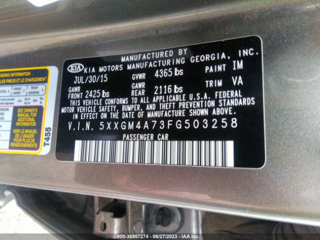 5XXGM4A73FG503258 KIA Optima Lx