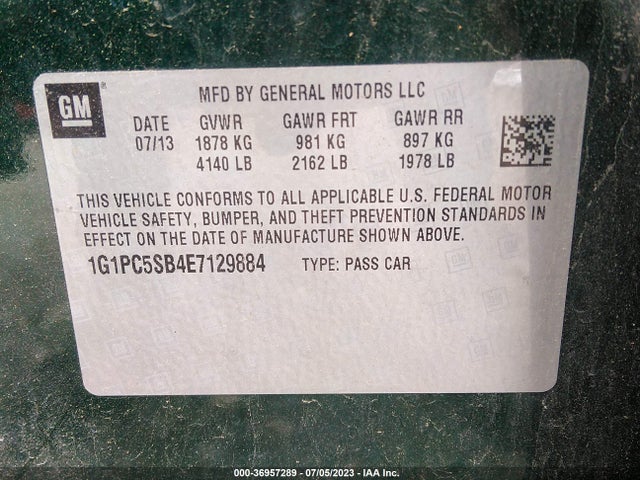 Chevrolet Cruze 1lt 2014 1G1PC5SB4E7129884 Image 11