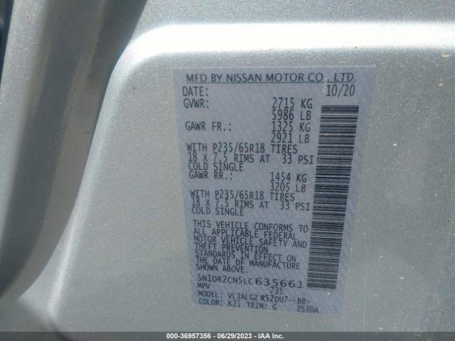 5N1DR2CN5LC635661 Nissan Pathfinder Sl