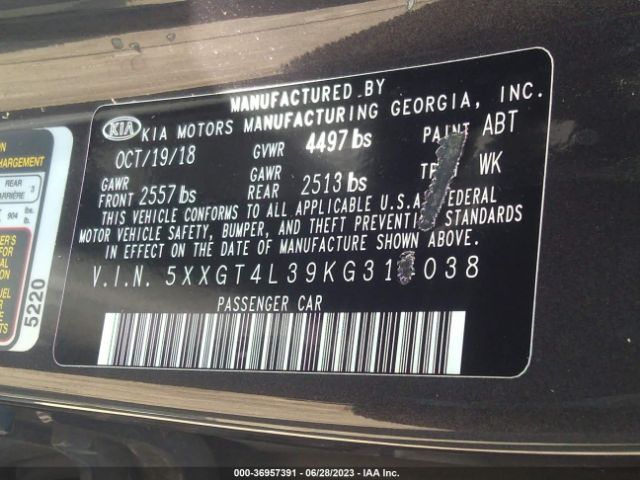 5XXGT4L39KG314038 KIA Optima Lx