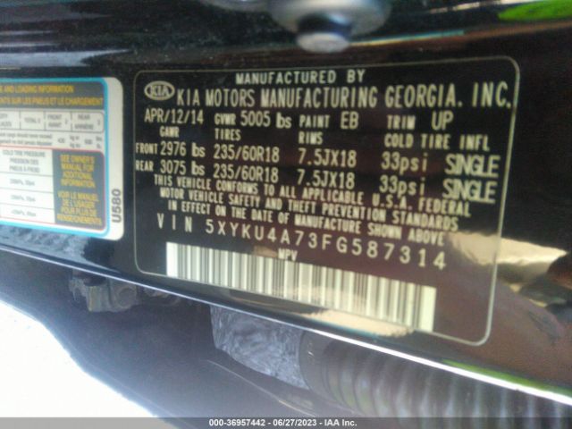 5XYKU4A73FG587314 KIA SORENTO EX