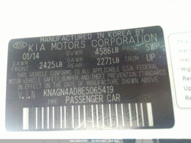 KNAGN4AD8E5065419 KIA Optima Hybrid Ex