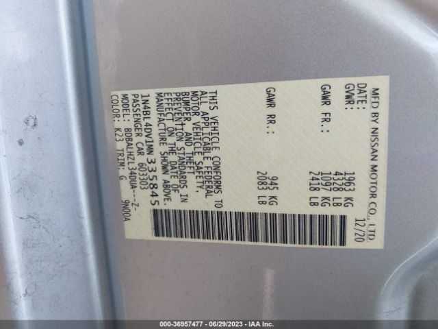 1N4BL4DV1MN335845 Nissan Altima 2.5 Sv
