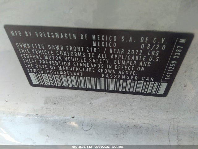 2020 VOLKSWAGEN JETTA S/SE/R-LINE VIN: 3VWCB7BU0LM058642