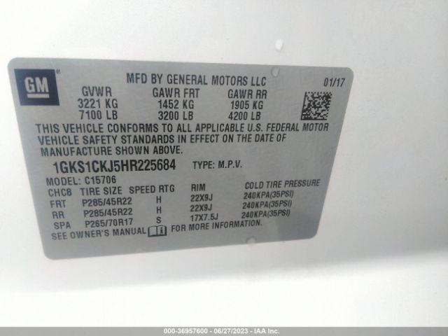 1GKS1CKJ5HR225684 GMC YUKON DENALI