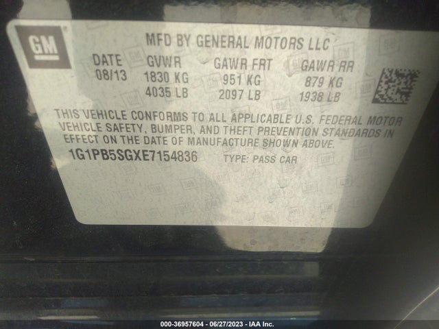 Chevrolet CRUZE LS 2014 1G1PB5SGXE7154836 Image 10