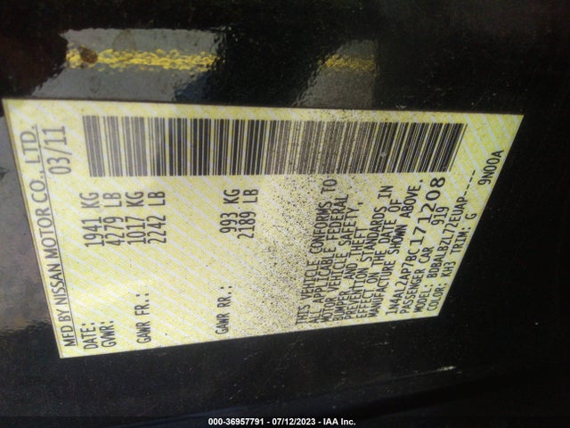 2011 NISSAN ALTIMA 2.5 S VIN: 1N4AL2AP7BC171208