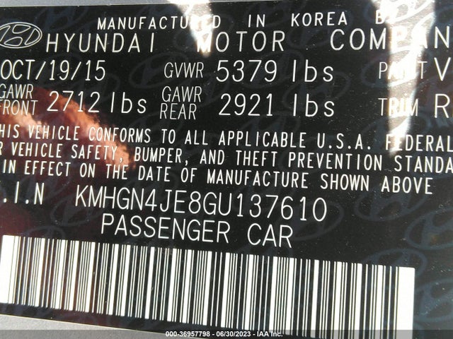 Hyundai Genesis 3.8 2016 KMHGN4JE8GU137610 Image 9