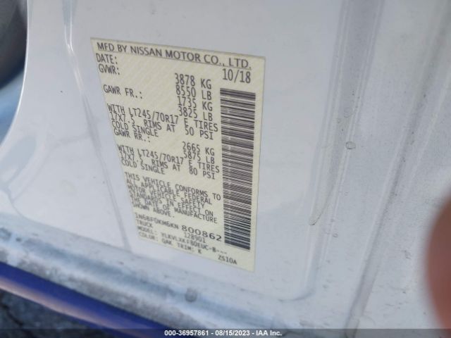 1N6BF0KM6KN800862 Nissan Nv Cargo Sv