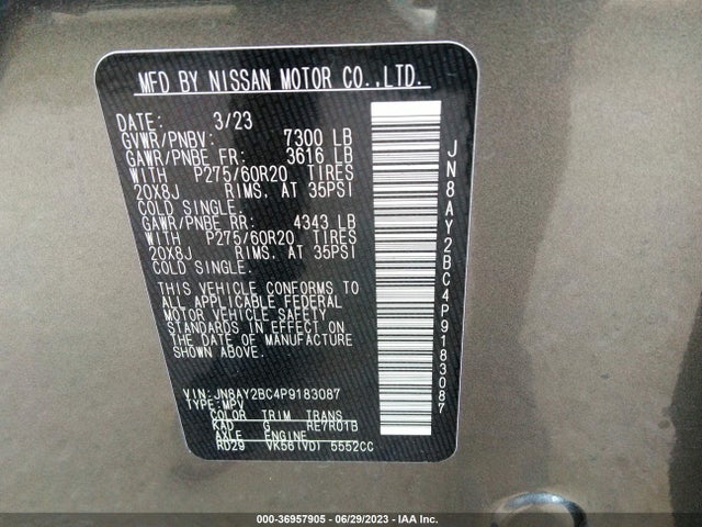 2023 Nissan Armada, VIN: JN8AY2BC4P9183087