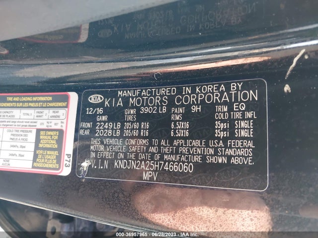 KIA Soul Base 2017 KNDJN2A25H7466060 Image 9