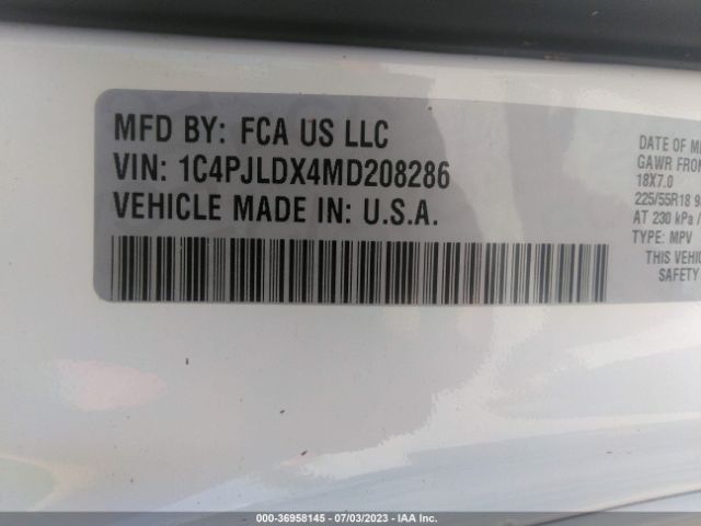 1C4PJLDX4MD208286 Jeep Cherokee Limited