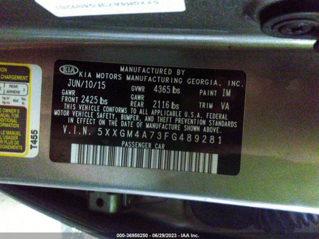 5XXGM4A73FG489281 KIA Optima Lx