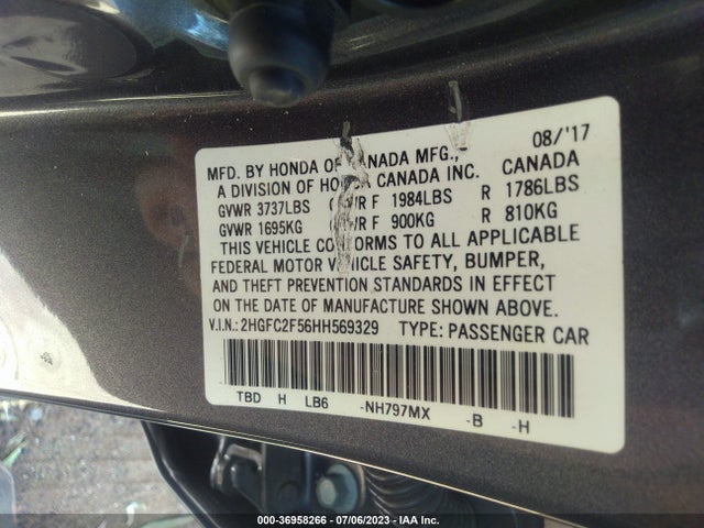 Honda Civic Sedan Lx 2017 2HGFC2F56HH569329 Image 9
