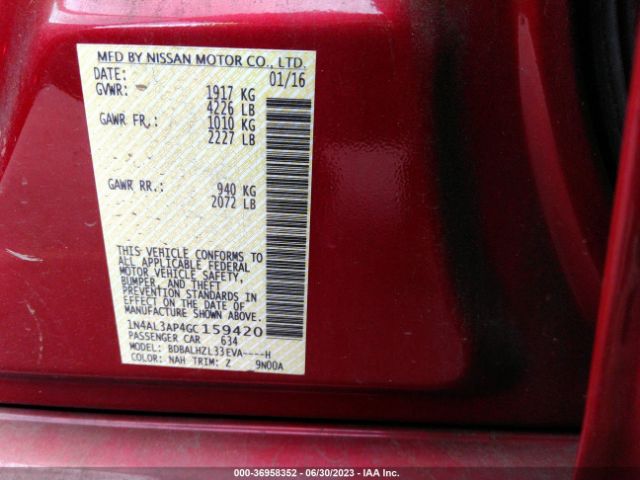 1N4AL3AP4GC159420 Nissan Altima 2.5 Sr