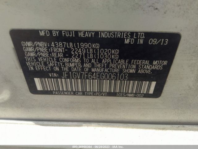 Subaru Impreza Sedan Wrx Wrx Limited 2014 JF1GV7F64EG006103 Image 15