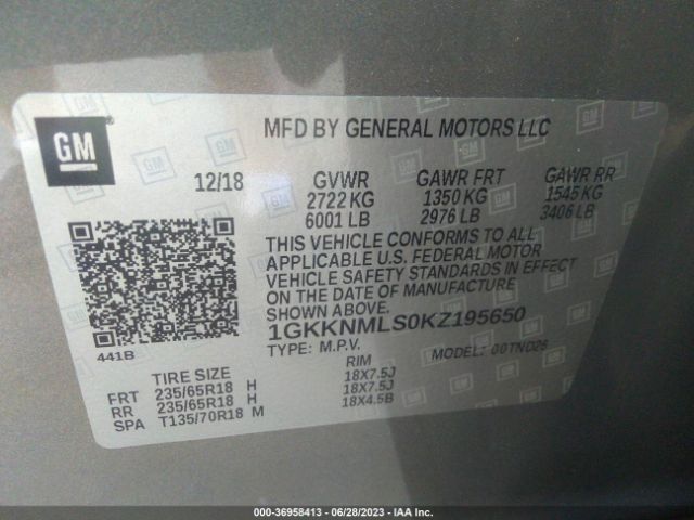 1GKKNMLS0KZ195650 GMC ACADIA SLT