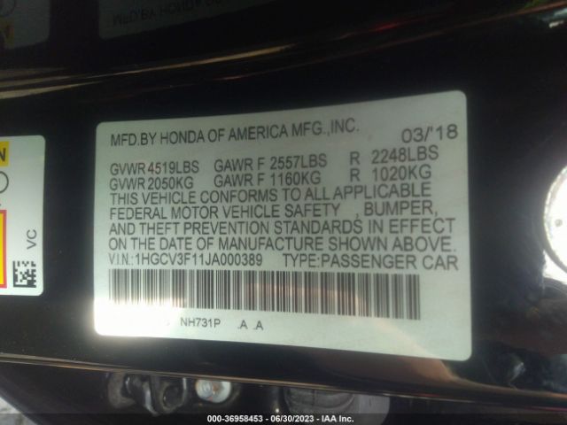 1HGCV3F11JA000389 Honda ACCORD HYBRID