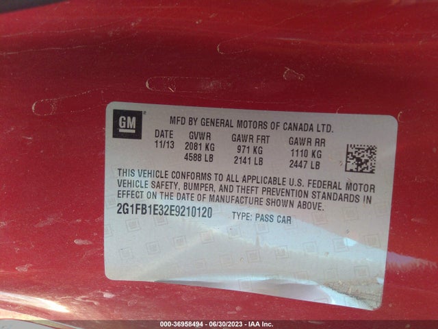 Chevrolet CAMARO LT 2014 2G1FB1E32E9210120 Image 9
