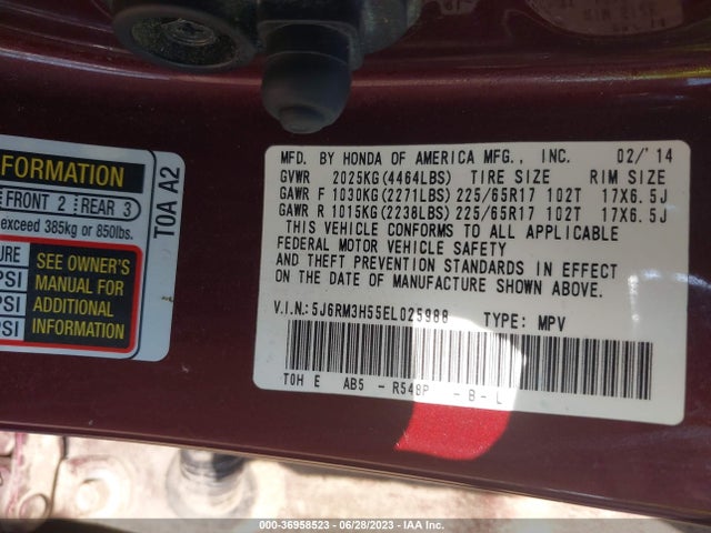 Honda CR-V EX 2014 5J6RM3H55EL025988 Image 9