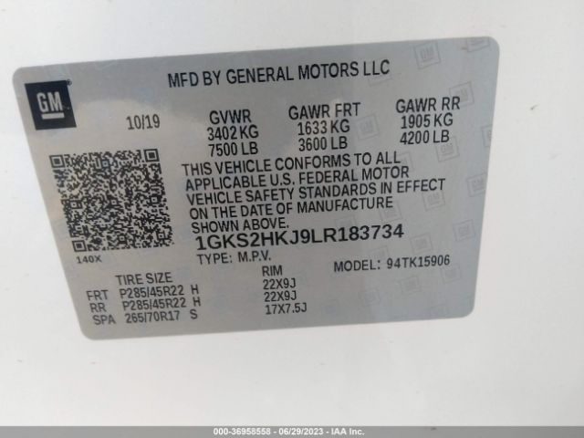 1GKS2HKJ9LR183734 GMC YUKON XL DENALI