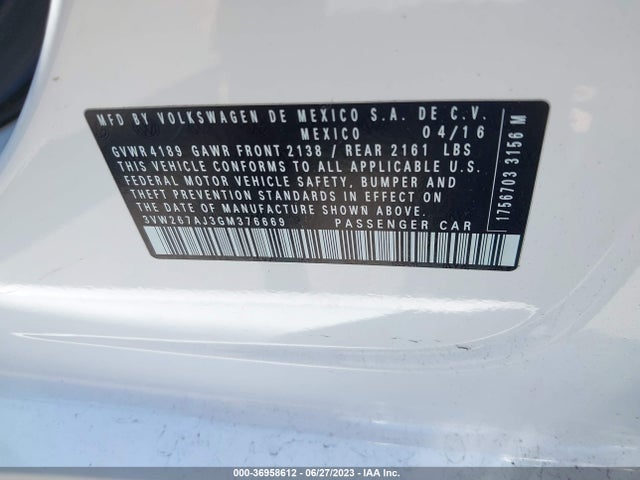 3VW267AJ3GM376669 Volkswagen Jetta Sedan 1.4t S