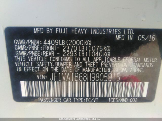 JF1VA1B68H9805915 Subaru WRX