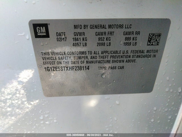 Chevrolet MALIBU LT 2017 1G1ZE5STXHF238114 Image 9