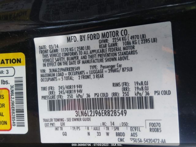 3LN6L2J96ER828549 Lincoln MKZ