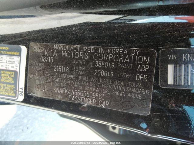 KNAFK4A66G5509681 KIA FORTE LX