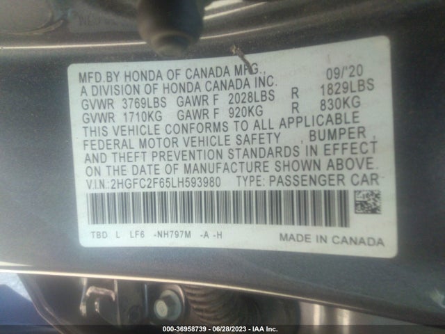 Honda Civic Sedan Lx 2020 2HGFC2F65LH593980 Image 9