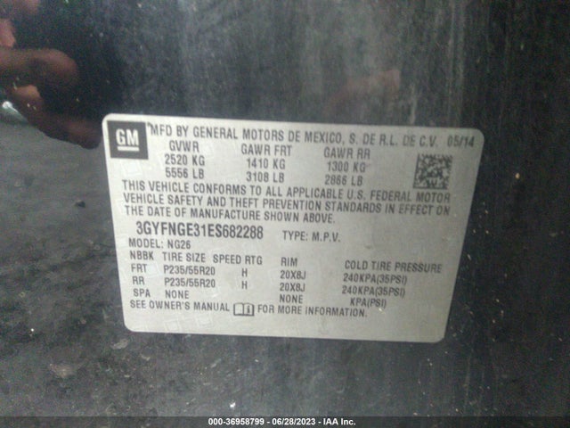 3GYFNGE31ES682288 Cadillac Srx Premium Collection