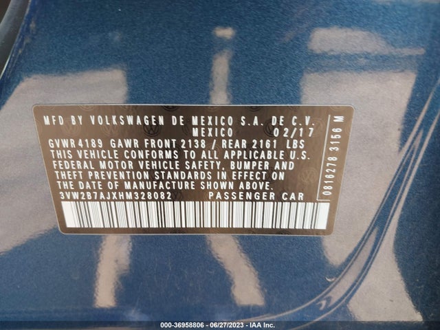 3VW2B7AJXHM328082 Volkswagen Jetta 1.4t S