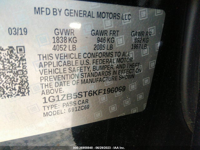 Chevrolet MALIBU LS 2019 1G1ZB5ST6KF196069 Image 9