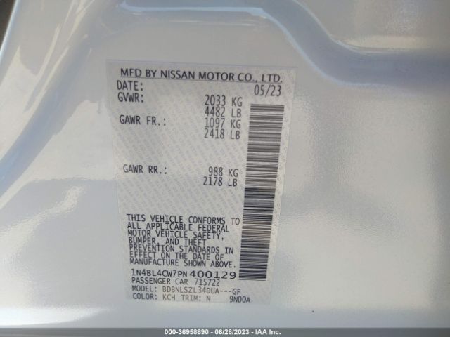 1N4BL4CW7PN400129 Nissan Altima 2.5 Sr