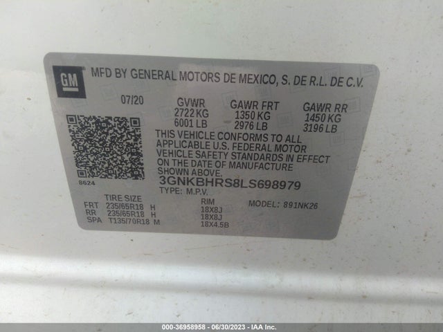 Chevrolet Blazer Lt 2020 3GNKBHRS8LS698979 Image 9