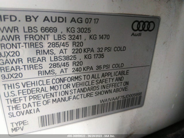 WA1VAAF75JD005888 Audi Q7 Prestige