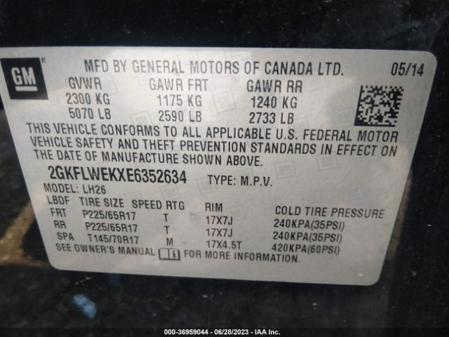 2GKFLWEKXE6352634 GMC Terrain Sle