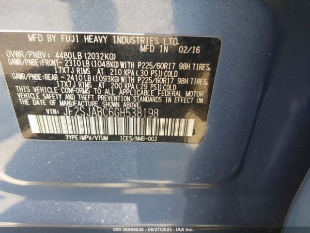 JF2SJABC6GH538198 Subaru Forester 2.5i