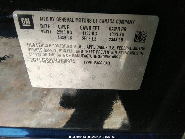Chevrolet Impala Premier 2017 2G1145S3XH9189974 Image 9