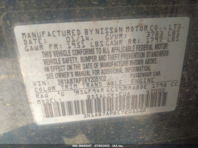 Nissan SENTRA S 2014 3N1AB7AP8EY205102 Image 9