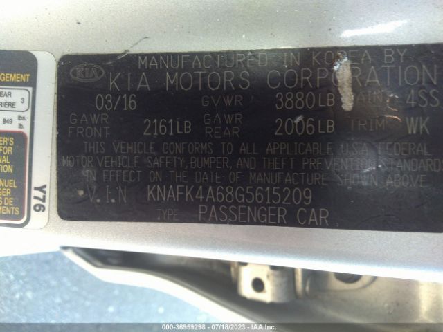KNAFK4A68G5615209 KIA FORTE LX