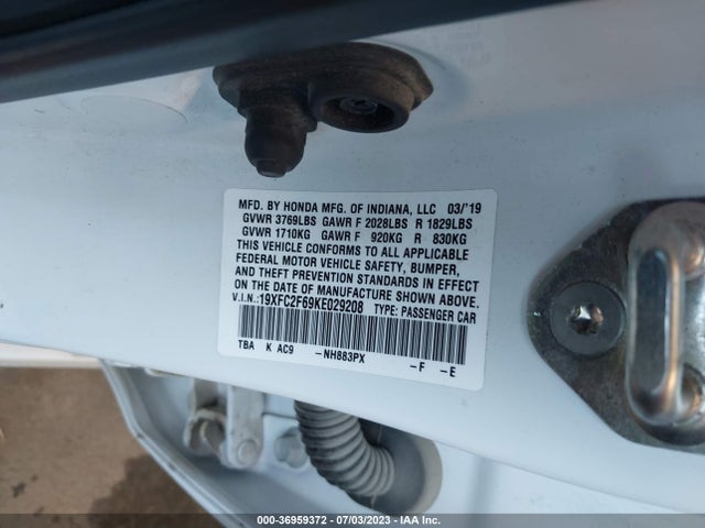 Honda Civic Sedan Lx 2019 19XFC2F69KE029208 Image 15