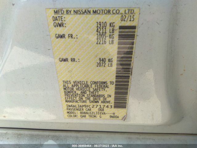 1N4AL3AP9FC271743 Nissan Altima 2.5 S