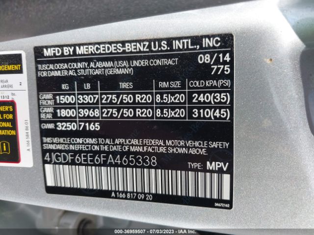 4JGDF6EE6FA465338 Mercedes-Benz Gl-class Gl 450