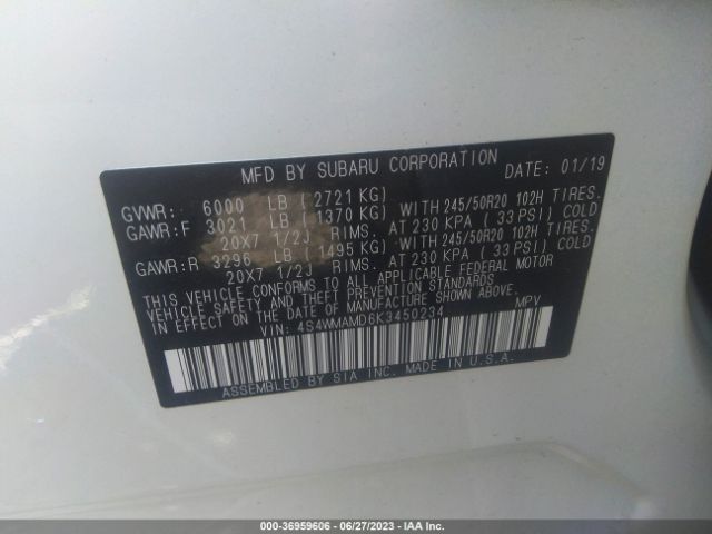 4S4WMAMD6K3450234 Subaru Ascent Limited
