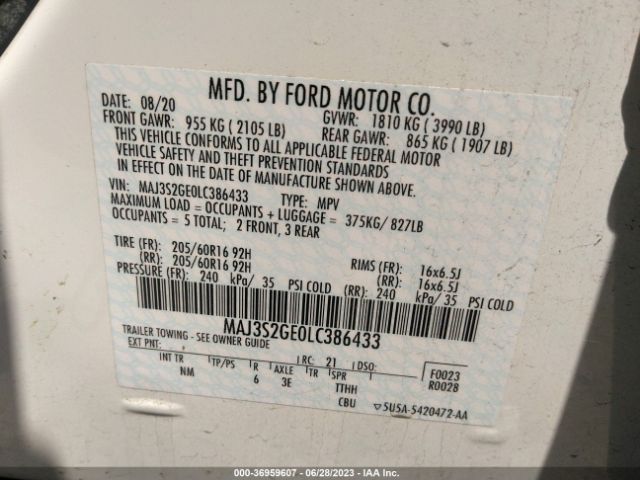 MAJ3S2GE0LC386433 Ford Ecosport Se