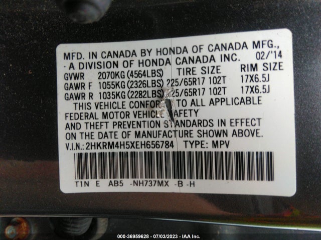 Honda CR-V EX 2014 2HKRM4H5XEH656784 Image 9